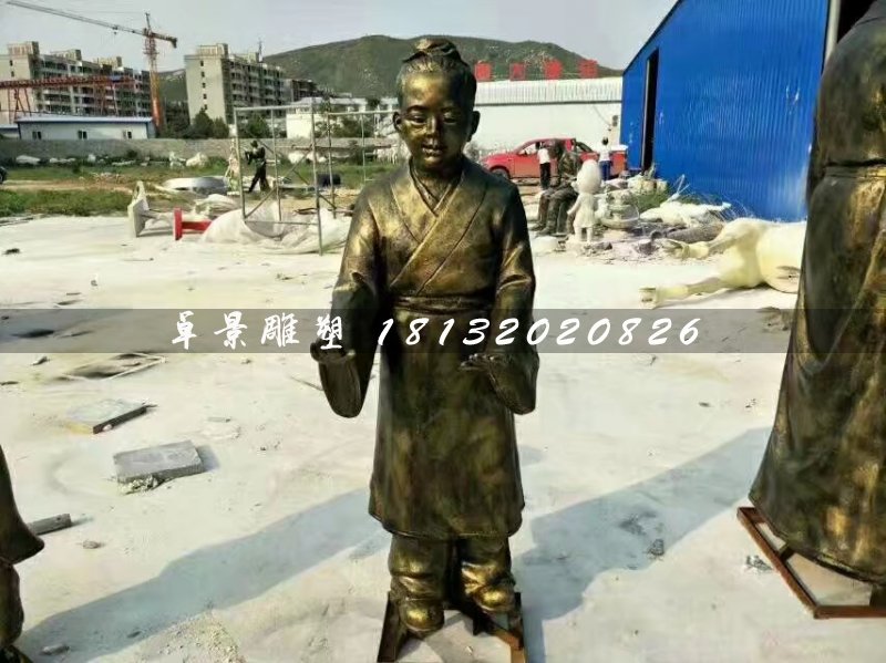 孔融让梨雕塑，玻璃钢仿铜人物 (1)