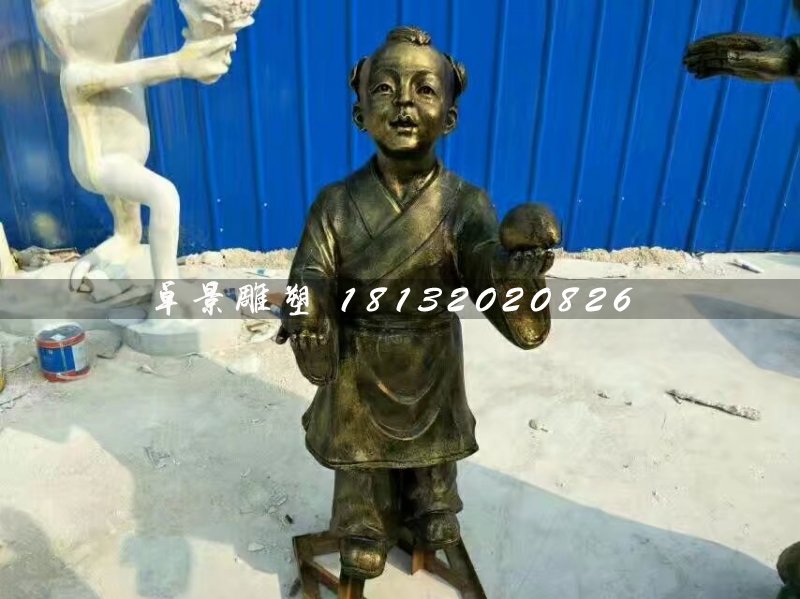 孔融让梨雕塑，玻璃钢仿铜人物 (4)