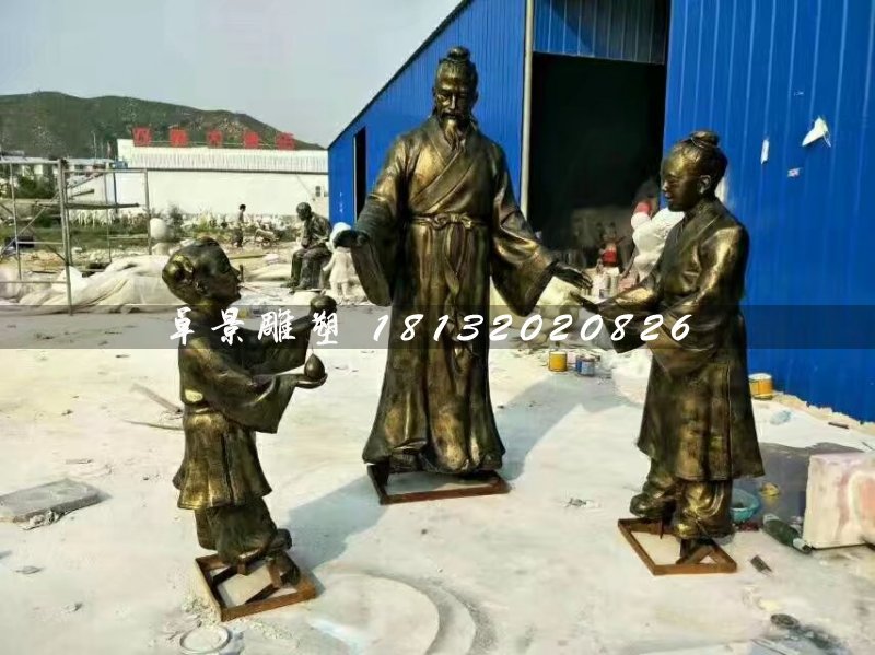 孔融让梨雕塑，玻璃钢仿铜人物 (2)