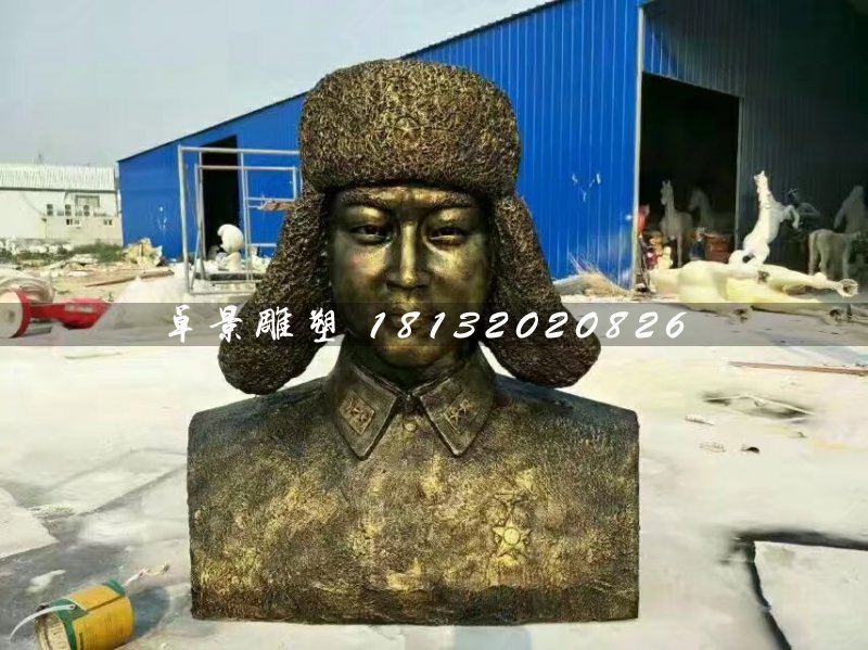 雷锋胸像雕塑，玻璃钢仿铜人物 (2)