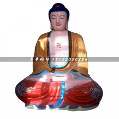 玻璃钢坐式如来佛雕塑，彩绘佛像雕塑
