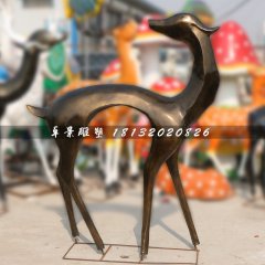 抽象小鹿雕塑，玻璃钢仿铜动物