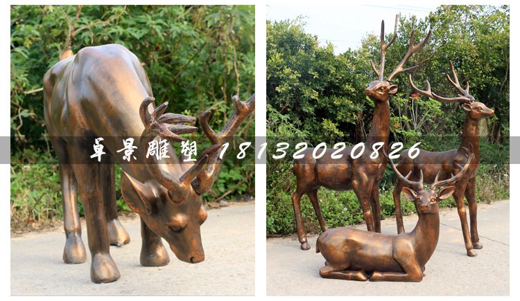 仿铜小鹿雕塑，玻璃钢动物
