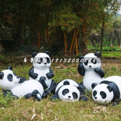 公园大熊猫雕塑，玻璃钢动物雕塑