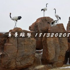 仿真仙鹤雕塑，玻璃钢动物雕塑