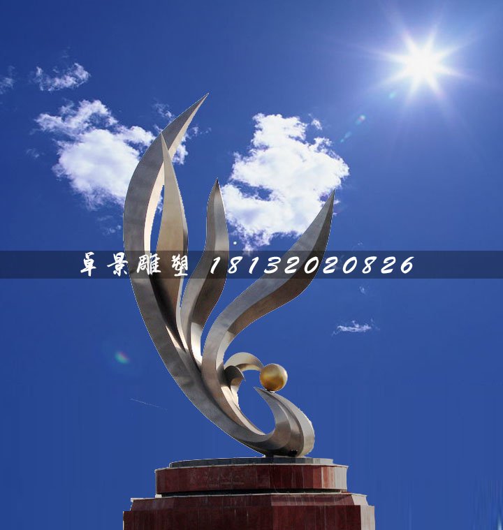 抽象凤凰雕塑，不锈钢广场雕塑 (2)