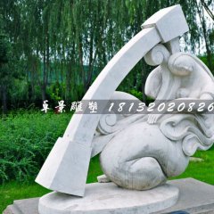 弹竖琴石雕，公园抽象人物石雕
