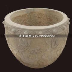 水缸石雕，大理石水槽雕塑