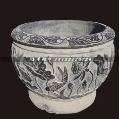 青石荷花鱼水缸，仿古石鱼缸