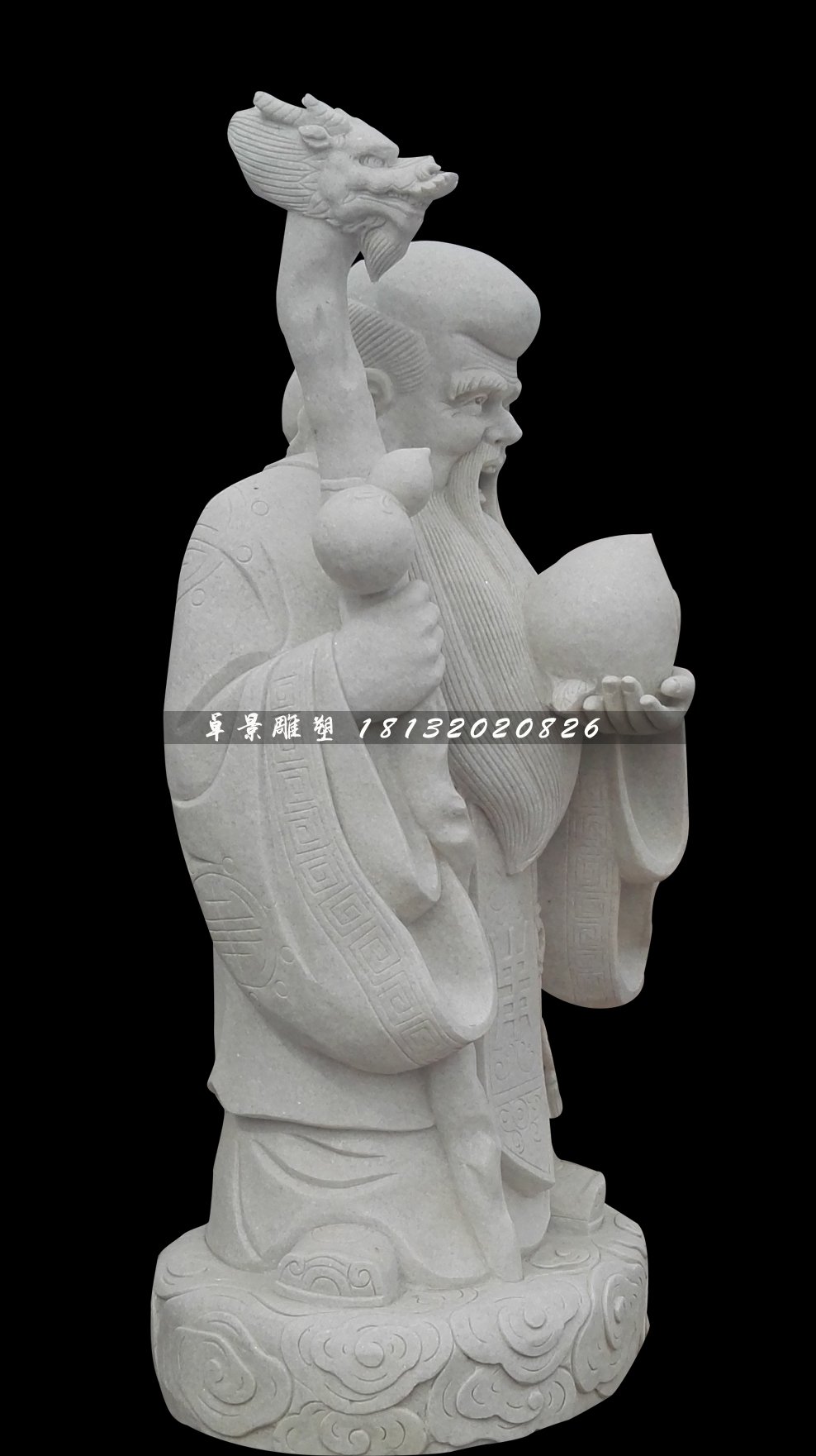 南极仙翁石雕，汉白玉神仙雕塑 (1)