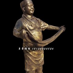 拉面雕塑，玻璃钢仿铜人物雕塑