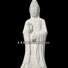 汉白玉观世音雕塑，立式观音雕像