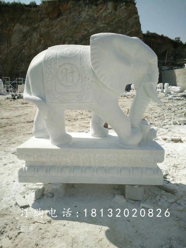 汉白玉大象石雕，吉祥如意大象 (2)
