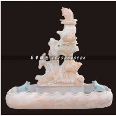 石雕喷泉，连年有鱼石雕喷泉