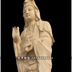 石雕观音，寺庙立式观音像
