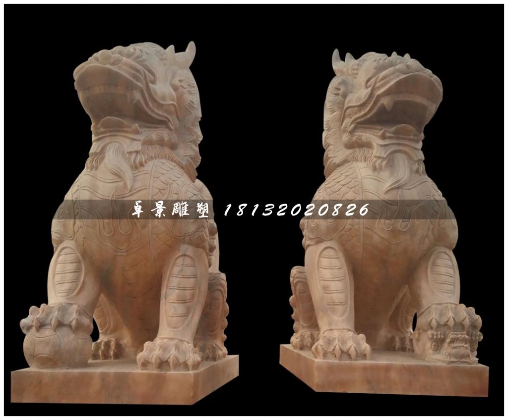 麒麟雕塑，晚霞红麒麟，瑞兽石雕