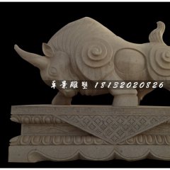 开荒牛石雕，广场大理石牛雕塑