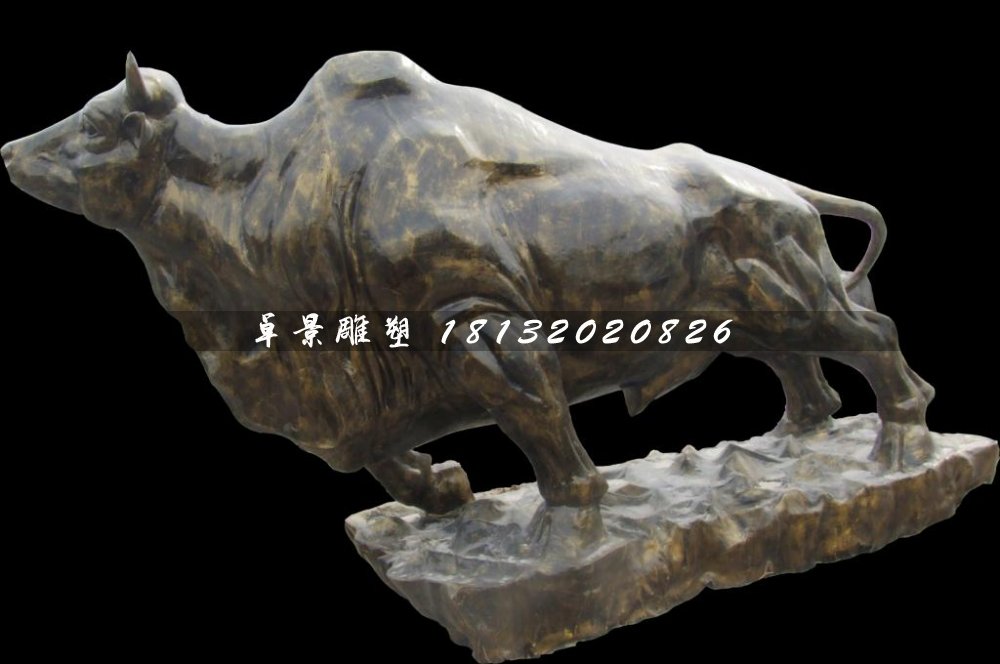 开荒牛雕塑，玻璃钢仿铜牛雕塑 (2)