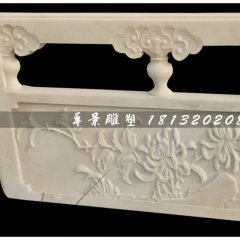 菊花梅花石浮雕栏板，汉白玉栏板
