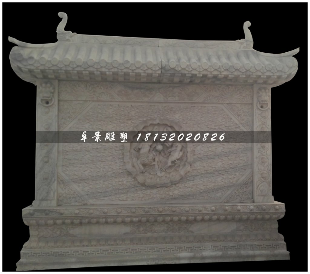 大理石影壁雕塑，仿古石影墙 (1)