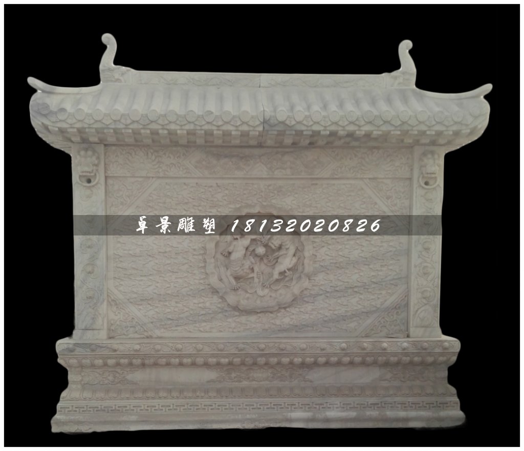 大理石影壁雕塑，仿古石影墙 (2)