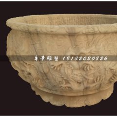 大理石水缸雕塑，仿古水盆雕塑