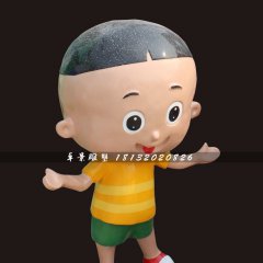 玻璃钢大头儿子雕塑，玻璃钢卡通人物雕塑