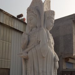 三面观音石雕，立式观音石雕