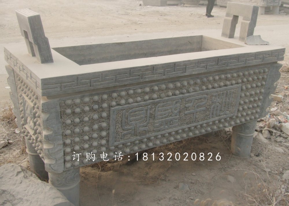 石雕鼎，四足石鼎，广场鼎石雕 (3)