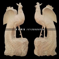 晚霞红凤凰石雕，古代神兽石雕