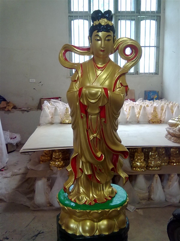 龙女雕塑，玻璃钢仿铜神仙雕塑