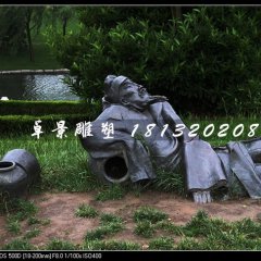 李白醉酒铜雕，公园诗人铜雕
