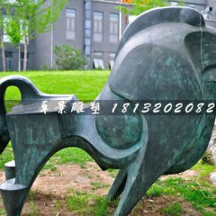 青铜牛，公园抽象动物雕塑