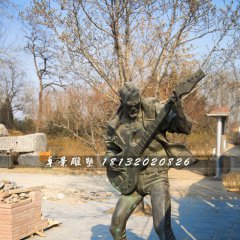 吉他手铜雕，公园人物铜雕
