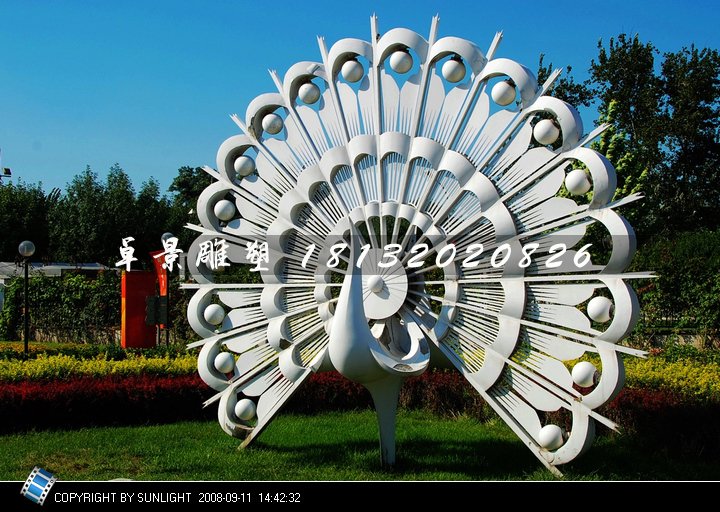 孔雀雕塑，不锈钢抽象孔雀 (2)