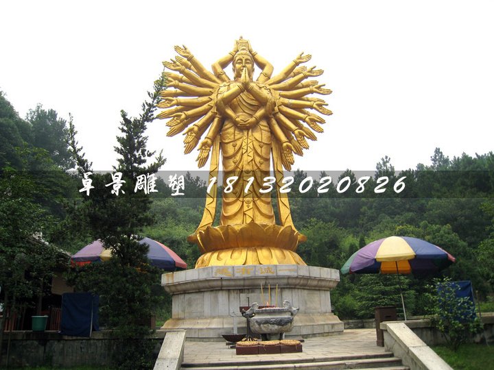 千手观音铜雕，立式铜观音