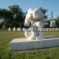 跳山羊石雕，公园抽象小孩石雕