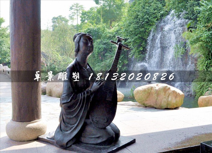 古代乐妓雕塑，公园人物铜雕 (1)