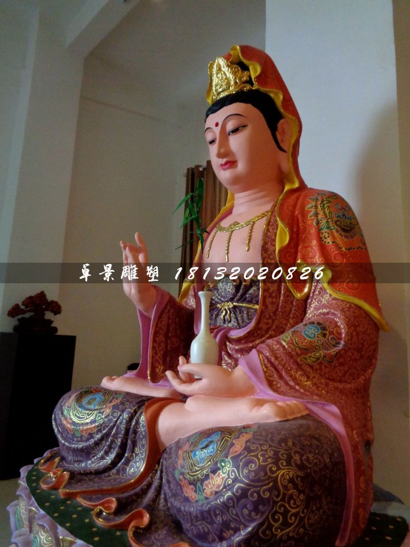 观世音菩萨雕塑，玻璃钢佛像