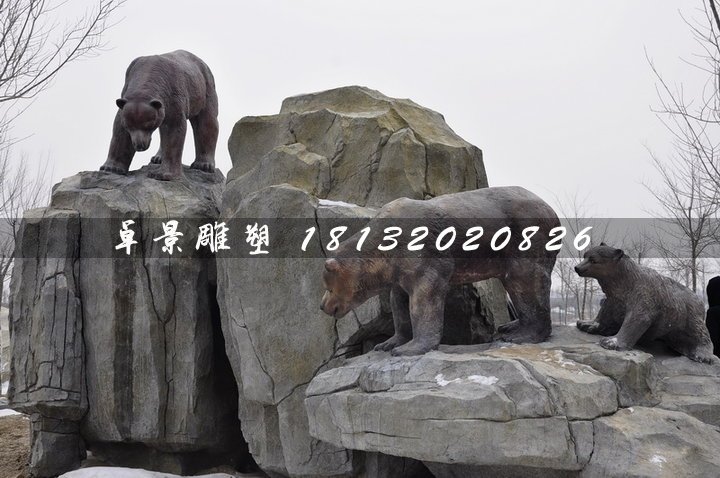 棕熊雕塑，玻璃钢仿真动物