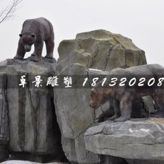 棕熊雕塑，玻璃钢仿真动物