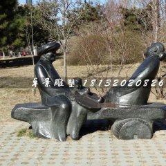 唠家常铜雕，公园小品铜雕