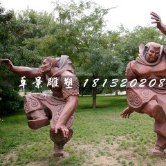 摔跤大汉铜雕，公园锻铜人物雕塑