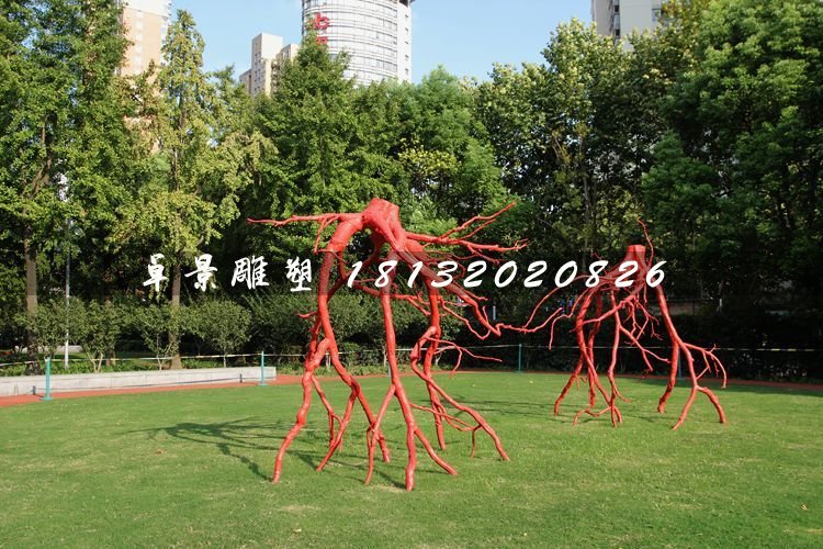 树根雕塑，公园玻璃钢景观雕塑