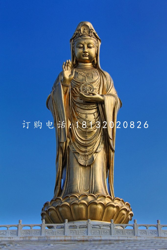 观世音铜雕，立式观音铜雕
