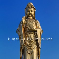 观世音铜雕，立式观音铜雕