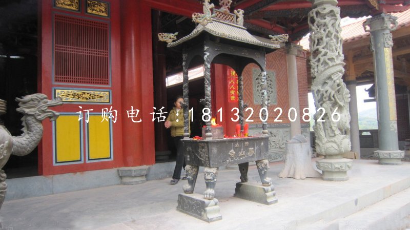 铜雕香炉，寺庙方形香炉铜雕
