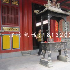 铜雕香炉，寺庙方形香炉铜雕