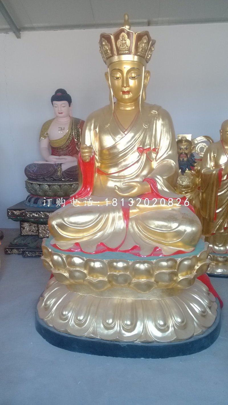 地藏王铜雕，彩绘地藏菩萨铜雕 (1)