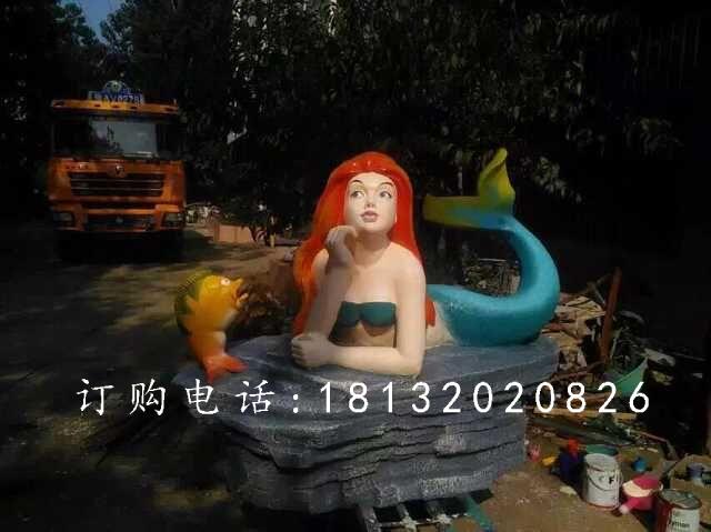 玻璃钢美人鱼雕塑，玻璃钢彩绘雕塑 (2)